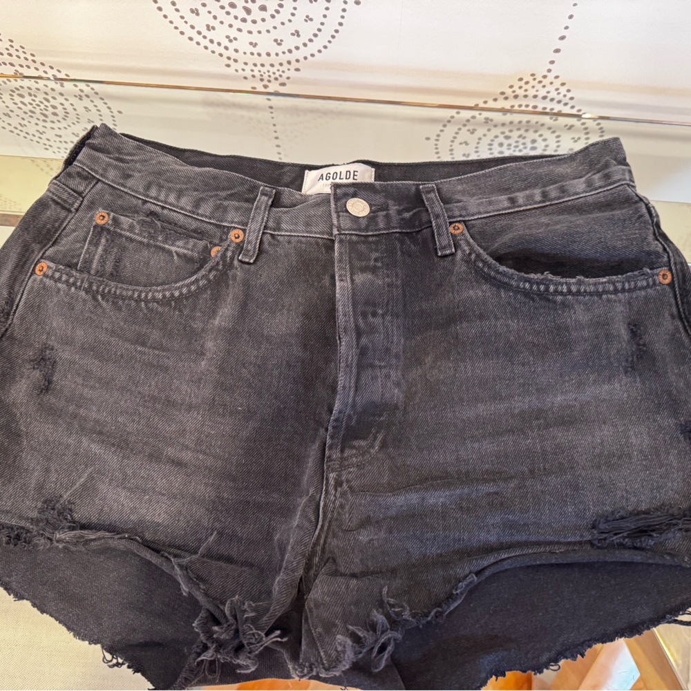 Agolde Parker (short) Distressed Grey Denim Shorts
